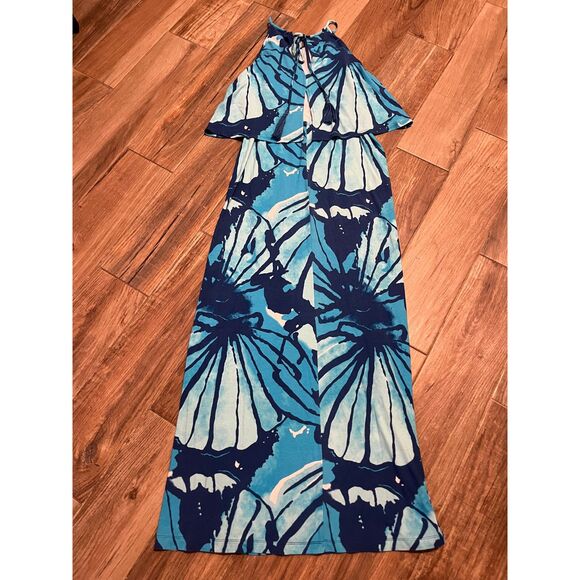 Lilly Pulitzer Levine Maxi Dress Sparkling Blue Get Inky Size Small - Picture 6 of 9
